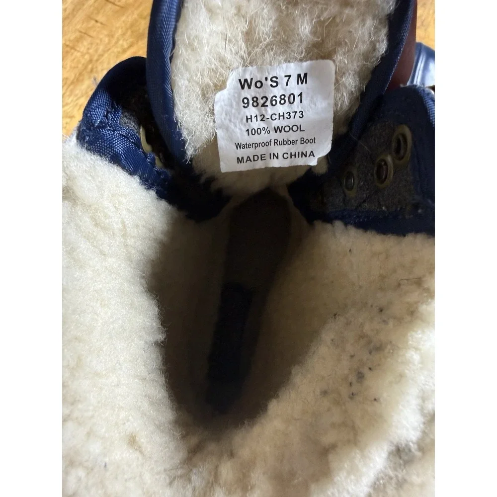 Sperry Top-Sider Duck Boots Womens 7 Navy Waterproof Wool Lined Lace Up Winter